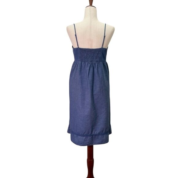Y2K L.E.I. Chambray Sundress Juniors XL Blue Spaghetti Strap Smocked Back Dress - Picture 6 of 14